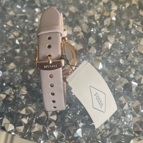 New The desert dweller purple lilac Fossil women’s genuine leather wristwatch - Picture 6 of 13